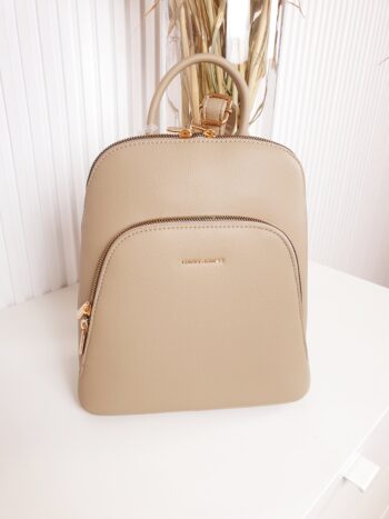 plecak, skóra ekologiczna, z zamkami, beżowy, plecak damski