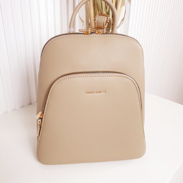 plecak, skóra ekologiczna, z zamkami, beżowy, plecak damski