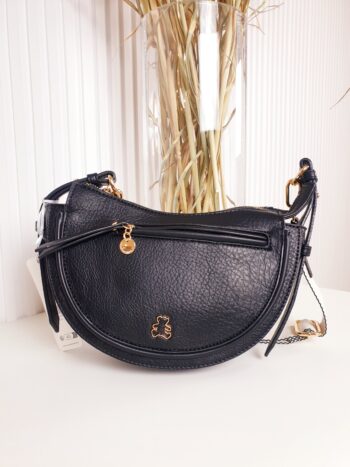 torebka, czarna, skóra ekologiczna, na pasku, listonoszka