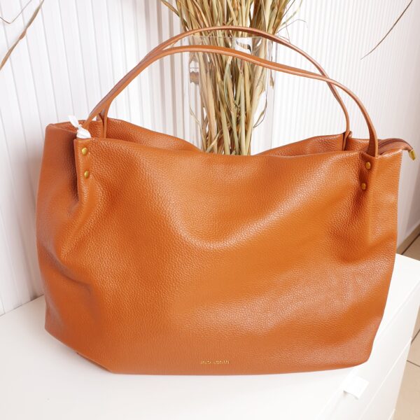 torebka, duża, brązowa, worek, zapinana na zamek, shoperka,skóra ekologiczna