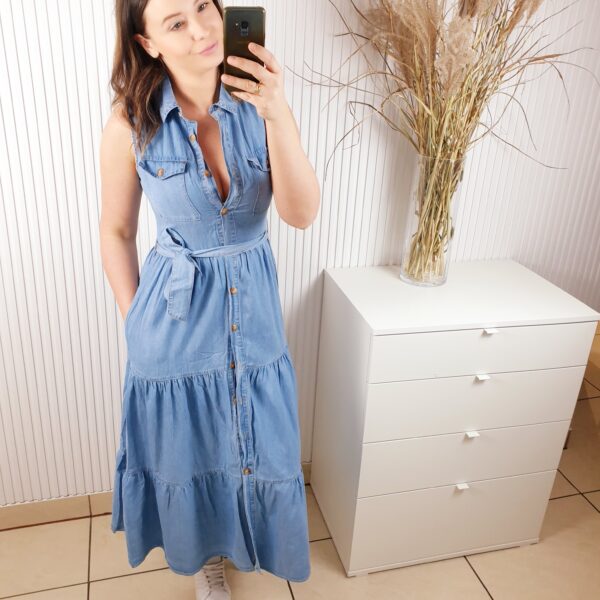 sukienka, jeansowa, nota bene, długa ,maxi, zapinana na guziki