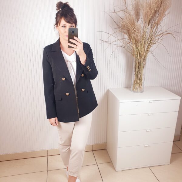 marynarka, Edan, czarna, nie zapinana, dłuższa, z guzikami