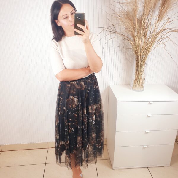 spódnica, tiulowa, na gumce, z podszewką, lavito, w jesiennych kolorach, jesienna spódnica