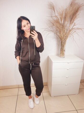 komplet, dresowy, komplet masełko, czekoladowy, bluza rozpinana, bluza z kapturem