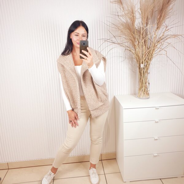 kamizelka, bezrękawnik, melanżowy, oversizowy, z kieszeniami