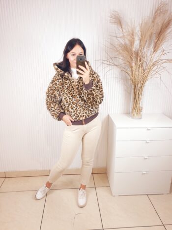 bluza, na zamek, z kapturem, rozpinana, w panterkę, aszmi style