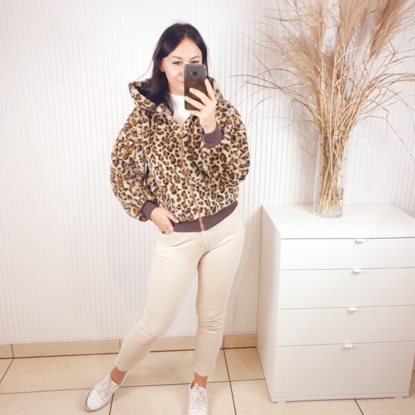 bluza, na zamek, z kapturem, rozpinana, w panterkę, aszmi style