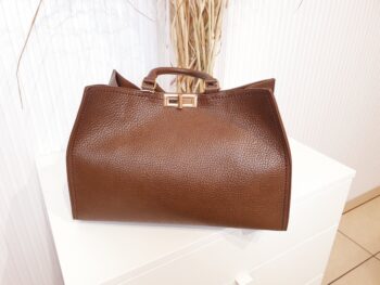 torebka, duża, kuferek, torebka damska, czekoladowa, skóra ekologiczna
