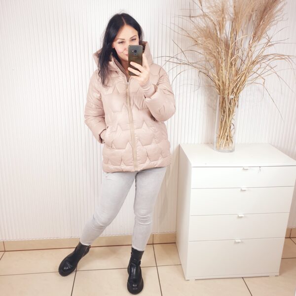 kurtka, pikowana, beżowa, z kapturem, miss titi, z kieszeniami