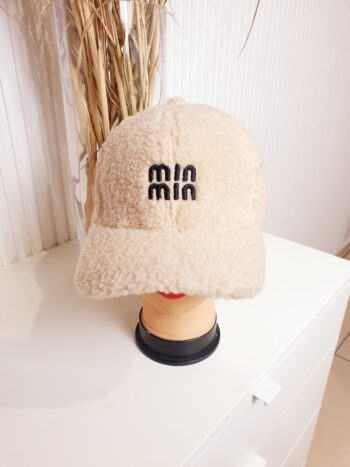 czapka, z daszkiem, zimowa, futrzana, minmin, beżowa