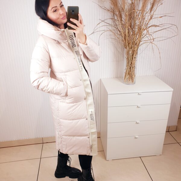 kurtka, , zimowa, pikowana, bardzo ciepła, z kapturem, beżowa