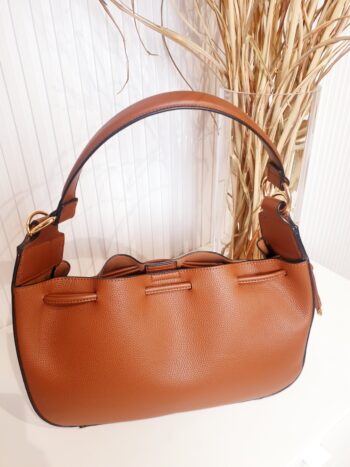 torebka, , ekologiczna skóra, brązowa, ze złotymi dodatkami