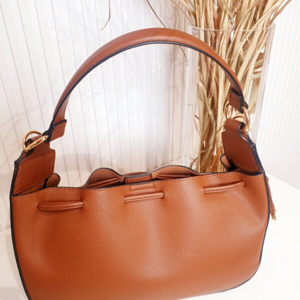 torebka, , ekologiczna skóra, brązowa, ze złotymi dodatkami