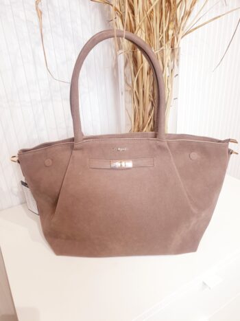 torebka, zamszowa, taupe, skóra ekologiczna,na zamek