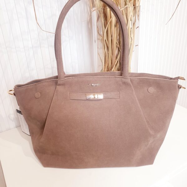 torebka, zamszowa, taupe, skóra ekologiczna,na zamek