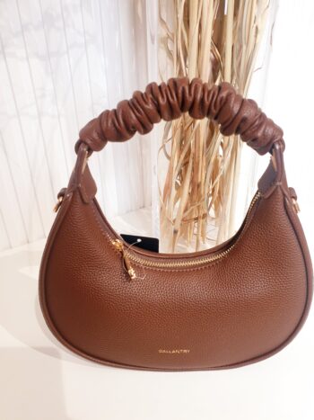 torebka, gallantry, skóra ekologiczna, mała torebka, czekoladowa, z marszczoną rączką