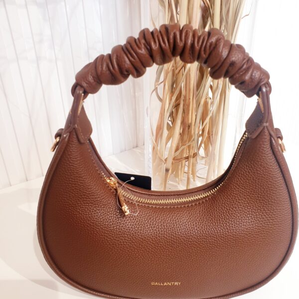 torebka, gallantry, skóra ekologiczna, mała torebka, czekoladowa, z marszczoną rączką