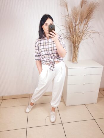 koszula, krata, z kołnierzykiem, pastelowa kratka, koszula damska w kratę, na guziki