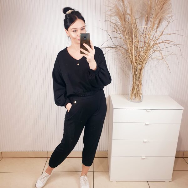 komplet, komplet dresowy damski, czarny, dres damski