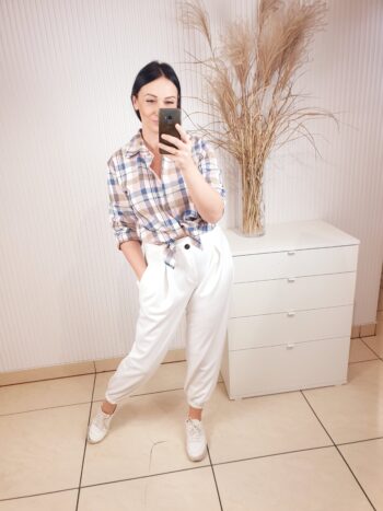 koszula, w kratę, damska koszula w kratę, długi rękaw, zapinana na guziki