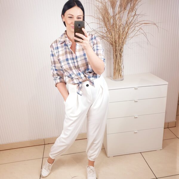 koszula, w kratę, damska koszula w kratę, długi rękaw, zapinana na guziki