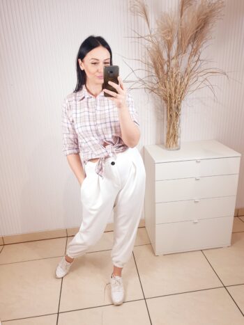 koszula w kratę, różowa, damska koszula flanelowa, pastelowa krata