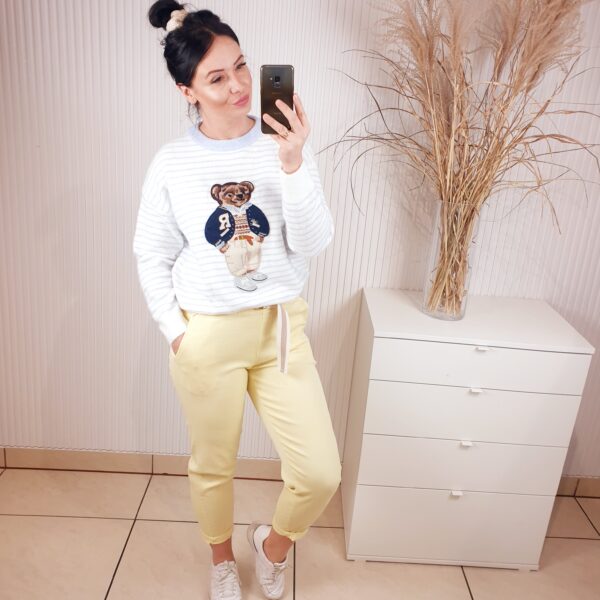 spodnie, livans, cytrynowe, z kieszeniami, z paskiem, luźne spodnie damskie