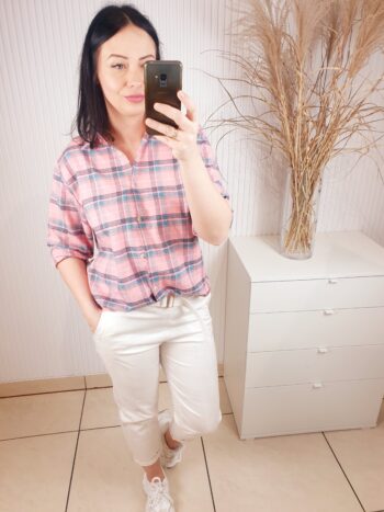 koszula, zapinana na guziki, rozmiar uniwersalny, overisezowa, z kołnierzem, z długim rękawem, bawełniana