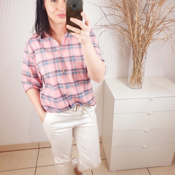 koszula, zapinana na guziki, rozmiar uniwersalny, overisezowa, z kołnierzem, z długim rękawem, bawełniana