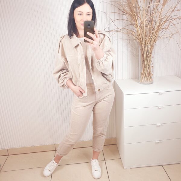 kurtka, sztruksowa, z kołnierzem, zapinana na zamek, livans, z kieszeniami