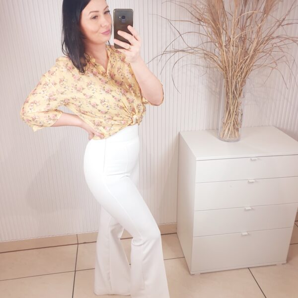 koszula, na guziki, z kołnierzykiem, w różyczki, żółta