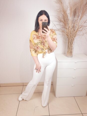 koszula, w duże kwiaty, żółta, damska koszula w kwiaty, zapinana na guziki