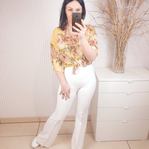 koszula, w duże kwiaty, żółta, damska koszula w kwiaty, zapinana na guziki