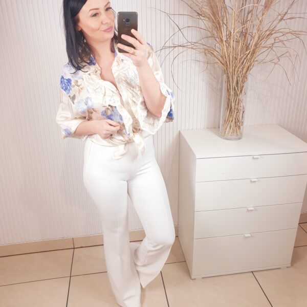 koszula, długi rękaw, w kwiaty, z żabotem, damska koszula, elegancka koszula, koszula w kwiaty