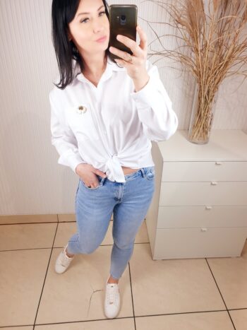 koszula, długi rękaw, biała koszula na guziki, z kołnierzykiem, elegancka koszula